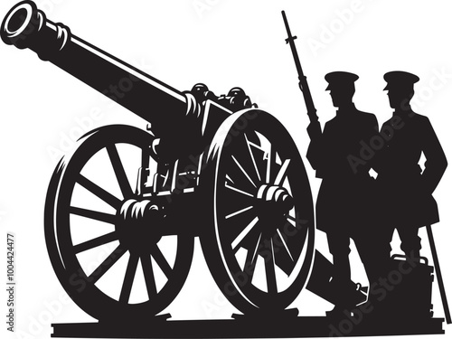Old War Cannon silhouette vector illustration isolated on a white background