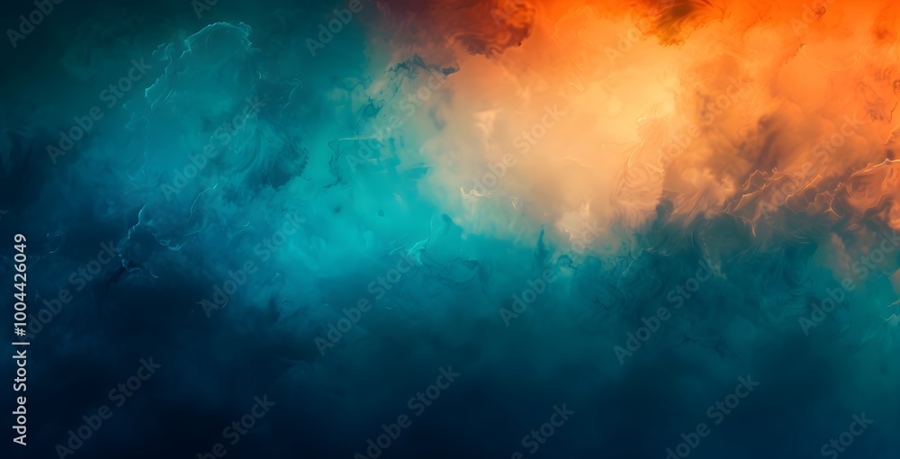 Obraz premium Abstract Dark Mode Wallpaper with Blue, Orange, Teal Gradient