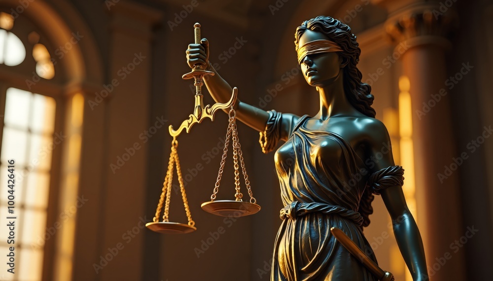 Statue of Lady Justice, Symbol of Law and Justice, Goddess Themis, Fairness and Legal Concepts