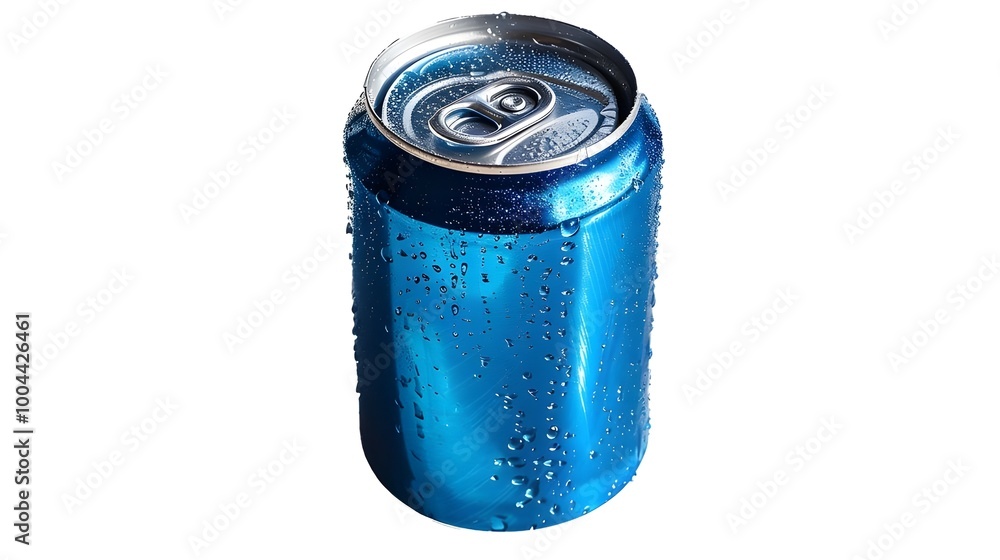 Blue aluminum can isolated on white background, soft light and shadow Blue aluminum can isolated on white background, soft light and shadow