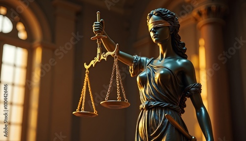 Obraz na płótnie Statue of Lady Justice, Symbol of Law and Justice, Goddess Themis, Fairness and Legal Concepts w salonie