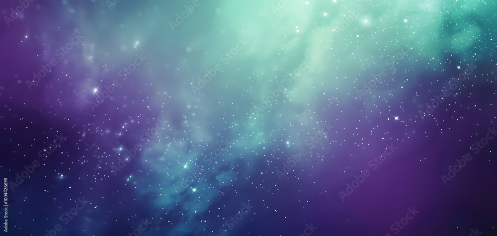 Fototapeta premium Abstract Purple Green Gradient Background With Stars