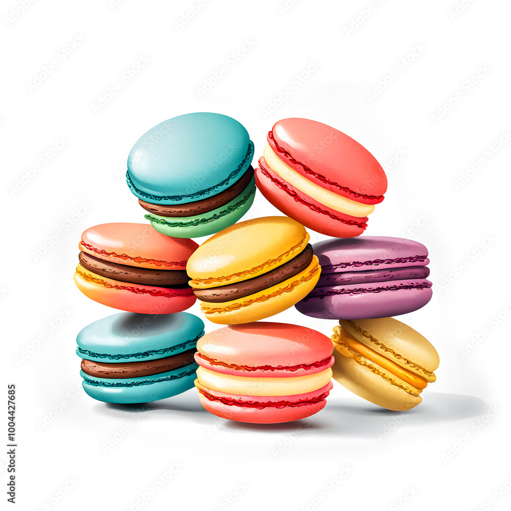 Illustration of macarons on white background. Illustration of macarons on white background.