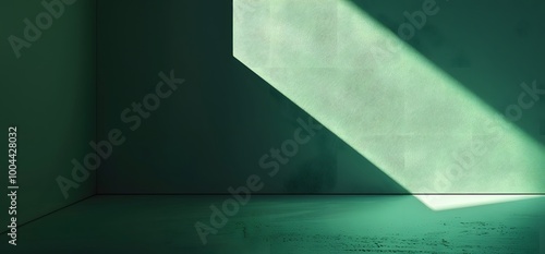 Minimalist Green Wall with Light Shadow photo