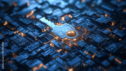 Wallpaper Mural A key is shown in a blue and black background Torontodigital.ca