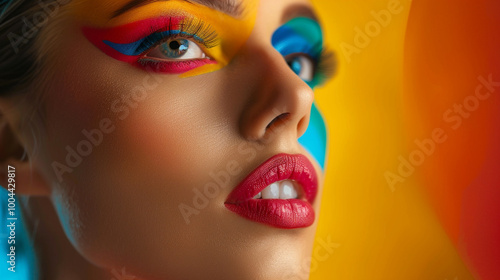 Beauty portrait of woman with colorful makeup