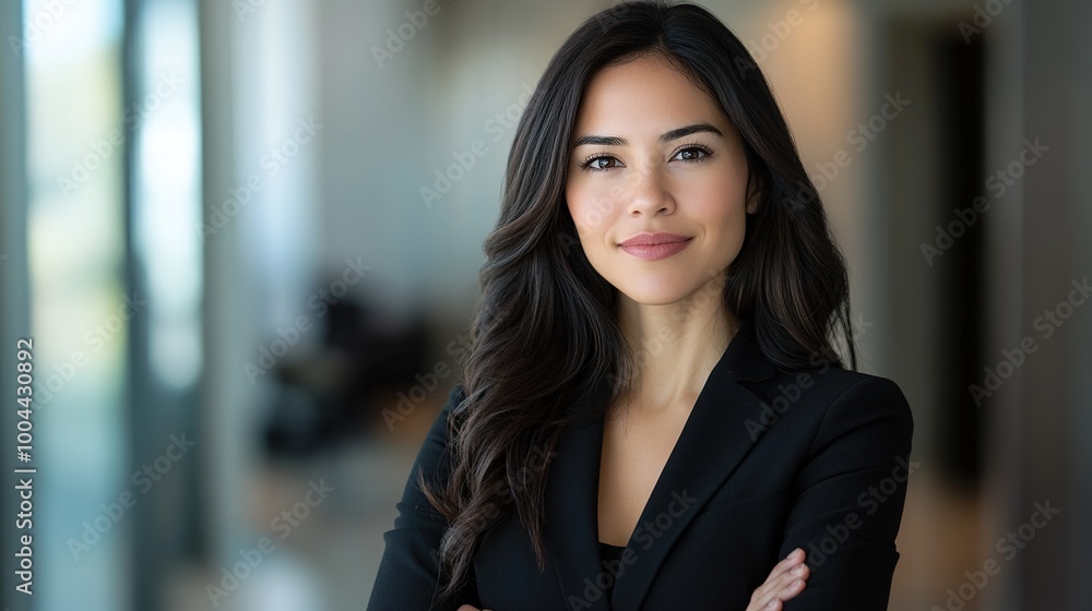 Professional Woman with Confident Smile in Office Setting Professional Woman with Confident Smile in Office Setting