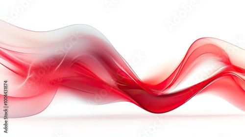 Abstract red waves flowing gracefully on a white background, perfect for creative designs.