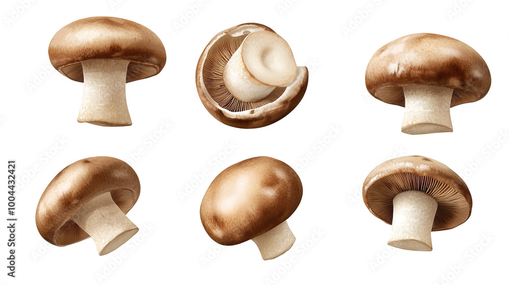 Mushrooms isolated on a white background showcasing fresh, edible boletus with a natural and healthy appeal Mushrooms isolated on a white background showcasing fresh, edible boletus with a natural and healthy appeal