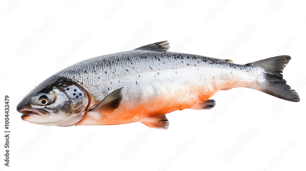Fresh fish on a white background, showcasing various types like trout and carp, perfect for seafood dishes Fresh fish on a white background, showcasing various types like trout and carp, perfect for seafood dishes