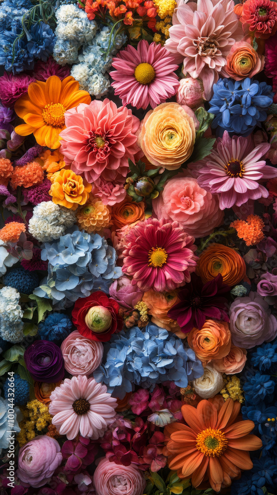 A vibrant mix of colorful flowers. A vibrant mix of colorful flowers.