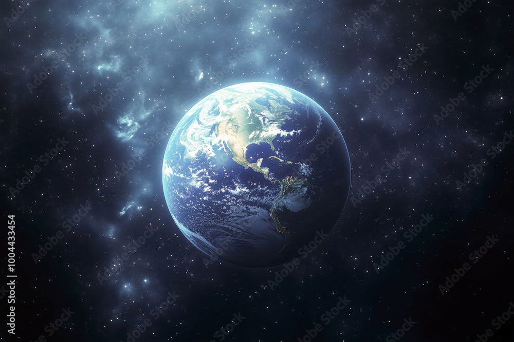 Earth from space with a view of North and South America Earth from space with a view of North and South America