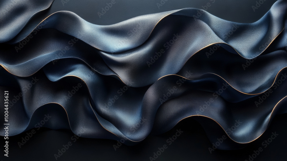 Obraz premium Abstract blue fabric with subtle gold accents.