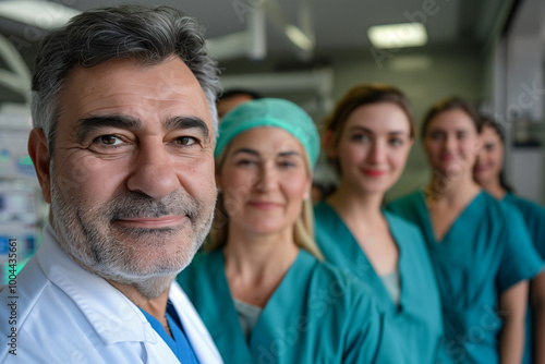 Photography of Montenegro team of professional workers in a modern hospital.	 photo