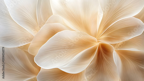 Nature abstract of flower petals, beige transparent leaves with natural texture as natural background or wallpaper. Macro texture, neutral color aesthetic photo with veins of leaf, botanical design.