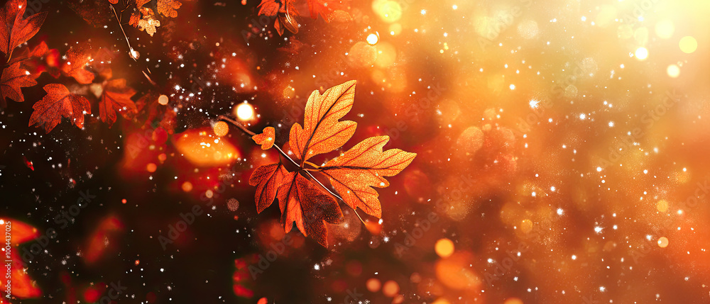 Close-up of autumn leaves with warm glowing bokeh Close-up of autumn leaves with warm glowing bokeh