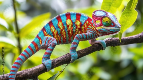 Vibrant Chameleon on Branch