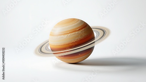 A 3D rendering of the planet Saturn with its iconic rings against a white background.