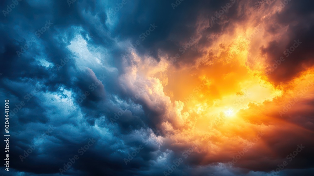 Dramatic Sky with Dark and Golden Clouds at Sunset Dramatic Sky with Dark and Golden Clouds at Sunset