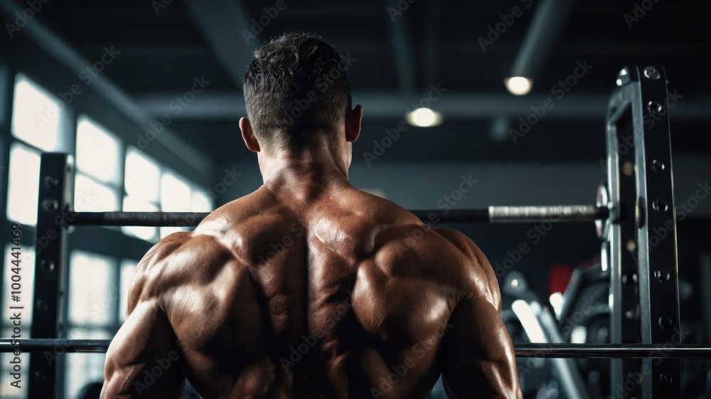 Back view of a muscular man with defined muscles lifting weights in a gym, highlighting strength, fitness, and intense workout focus.
Back view of a muscular man with defined muscles lifting weights in a gym, highlighting strength, fitness, and intense workout focus.