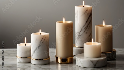 A sleek, matte-finish cylindrical candleholder placed on a smooth marble base, with no branding or labels, highlighting the luxurious and minimal design in soft, natural lighting.