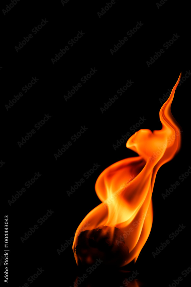 The background is black with flames. The background is black with flames.