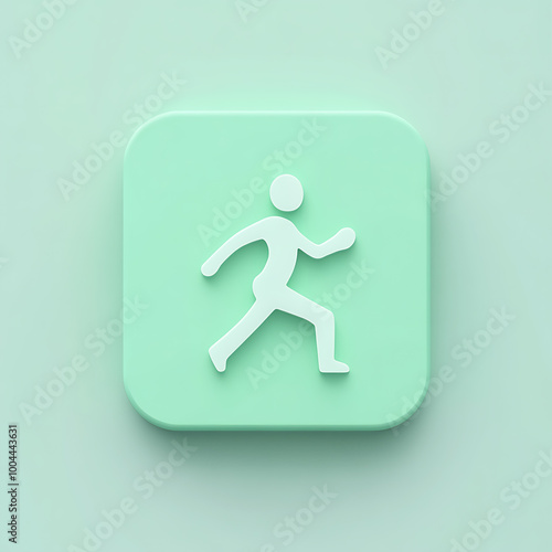 Small icon in a light green color palette, representing a sports button in a mobile app interface for athletic features. 