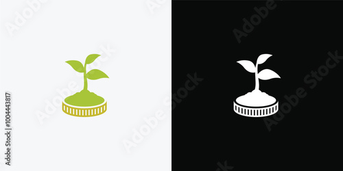 Dollar sprout, Funding logo, Growing money symbol vector illustration