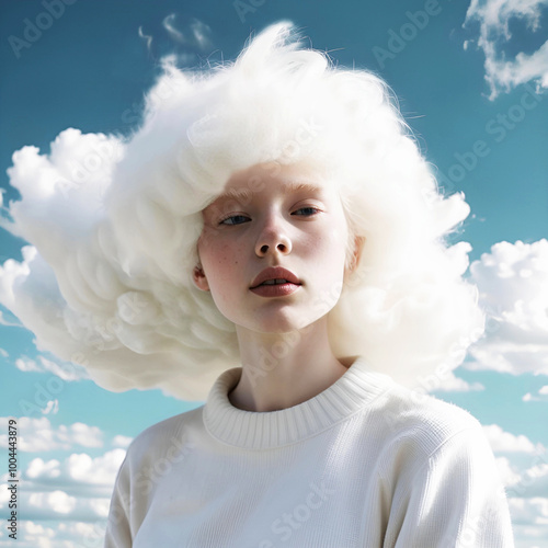 Portrait of a girl in the clouds.