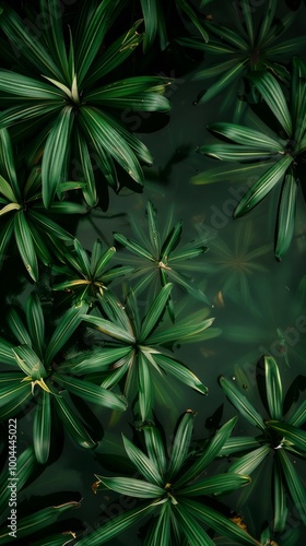 Tropical leaves floating in a pool of water