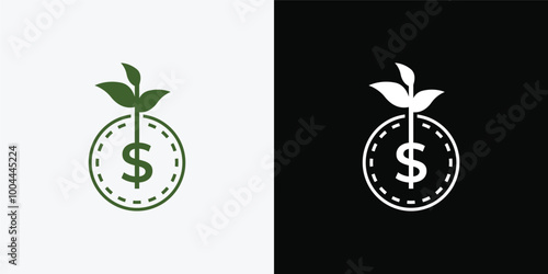 Dollar sprout, Funding logo, Growing money symbol vector illustration