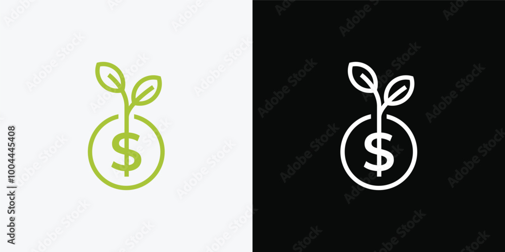 Dollar sprout, Funding logo, Growing money symbol vector illustration Dollar sprout, Funding logo, Growing money symbol vector illustration