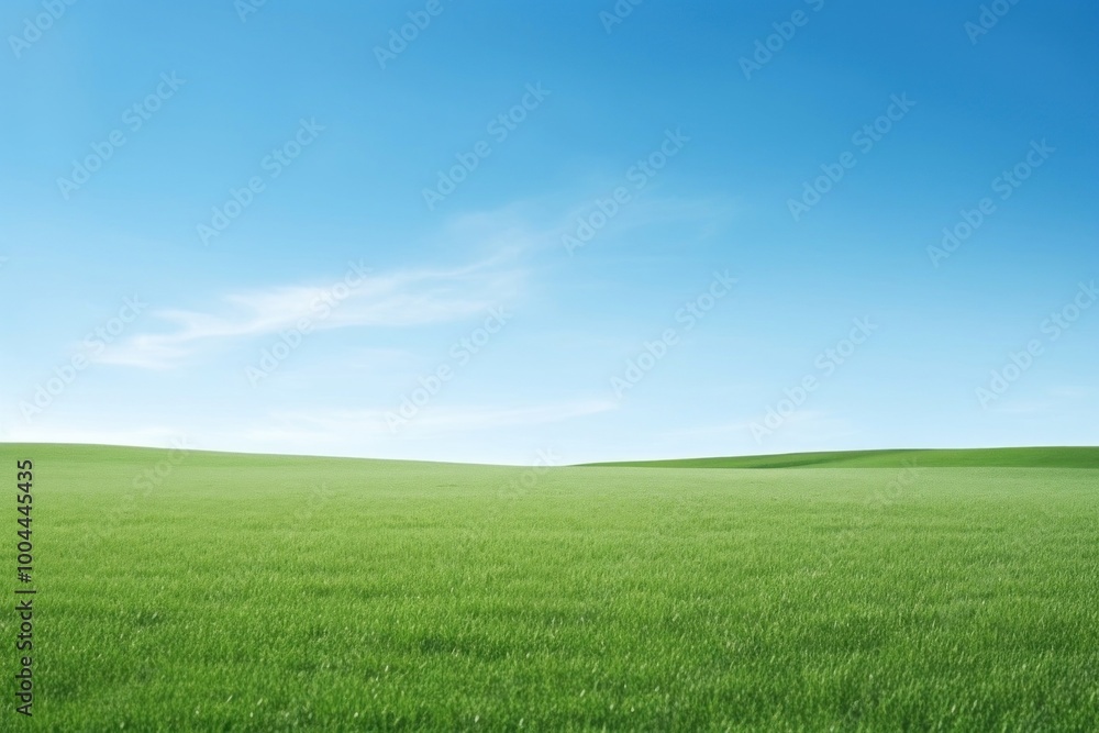 A grassy field with clear blue sky backgrounds landscape outdoors. A grassy field with clear blue sky backgrounds landscape outdoors.