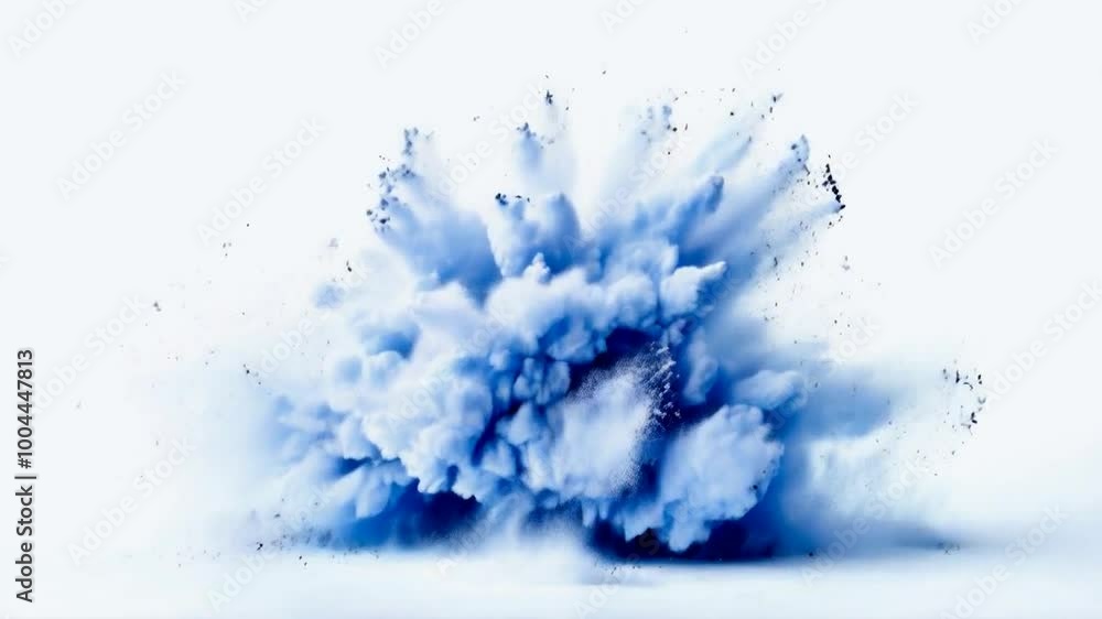 A vibrant blue explosion of powder creating a dynamic visual effect. A vibrant blue explosion of powder creating a dynamic visual effect.
