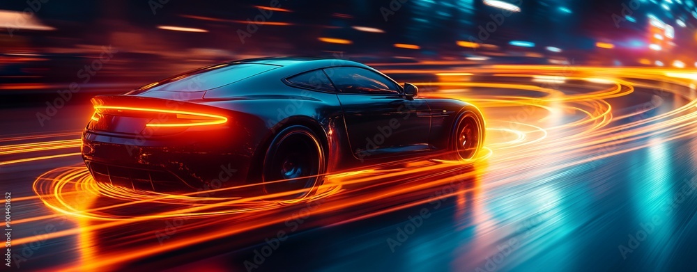 Modern Car with Protective Light Shield, AI generated illustration Modern Car with Protective Light Shield, AI generated illustration