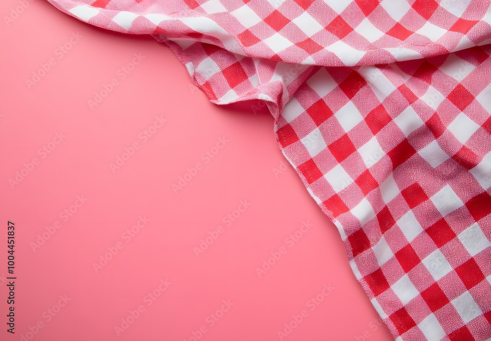 Obraz premium Red White Gingham Check Tablecloth Background