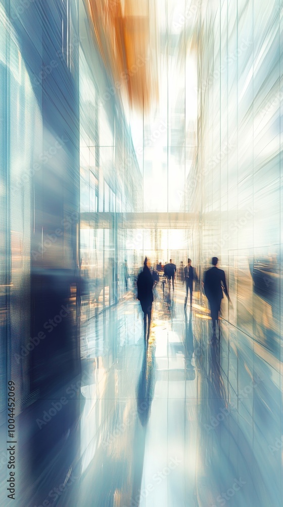 Abstract image of business people walking in Abstract image of business people walking in