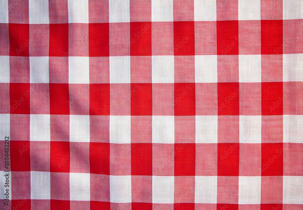 Red and White Gingham Tablecloth Pattern, Top View Red and White Gingham Tablecloth Pattern, Top View