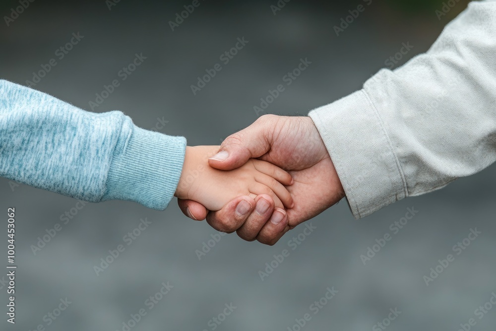 Fototapeta premium A man and a child shake hands