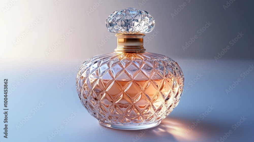 Elegant Glass Perfume Bottle with Gold Accents Elegant Glass Perfume Bottle with Gold Accents