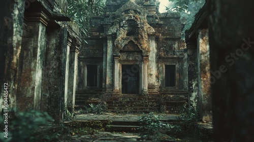 Overgrown Stone Temple with Dark Entrance