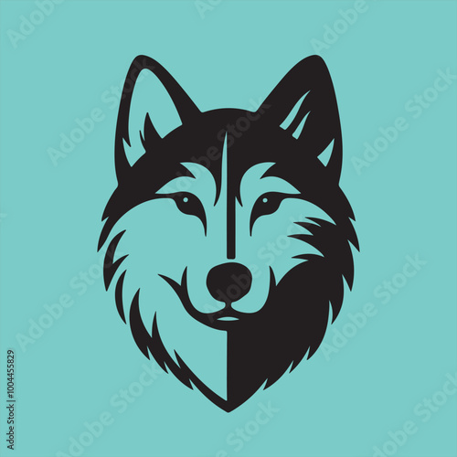 Laika head silhouette style vector with double outline