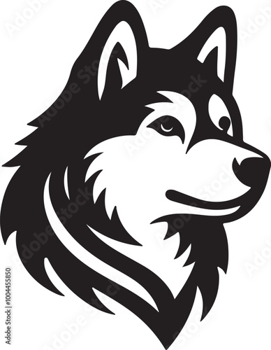 Laika head silhouette style vector with double outline