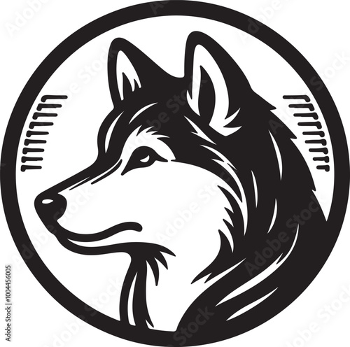 Laika head silhouette style vector with double outline