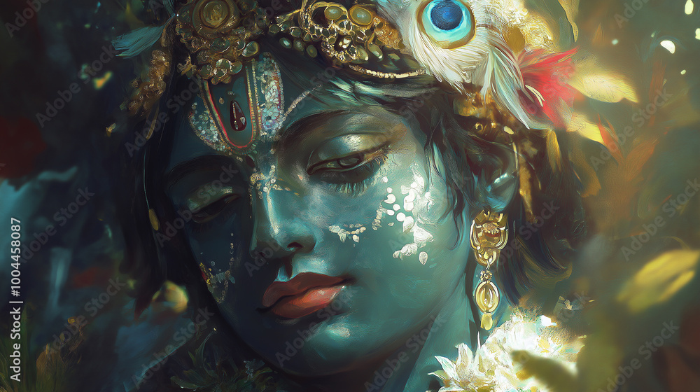 Krishna indian god water color style Krishna indian god water color style