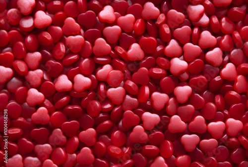 Red Heart Shaped Candy Sprinkles Background