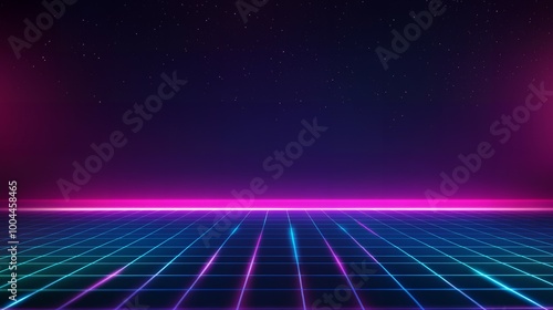 Retro futuristic glowing grid background