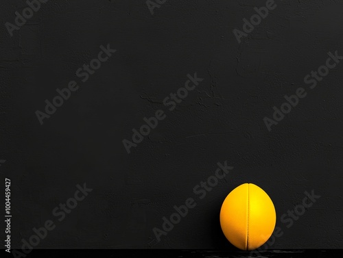 Yellow Rugby Ball on Black Background photo