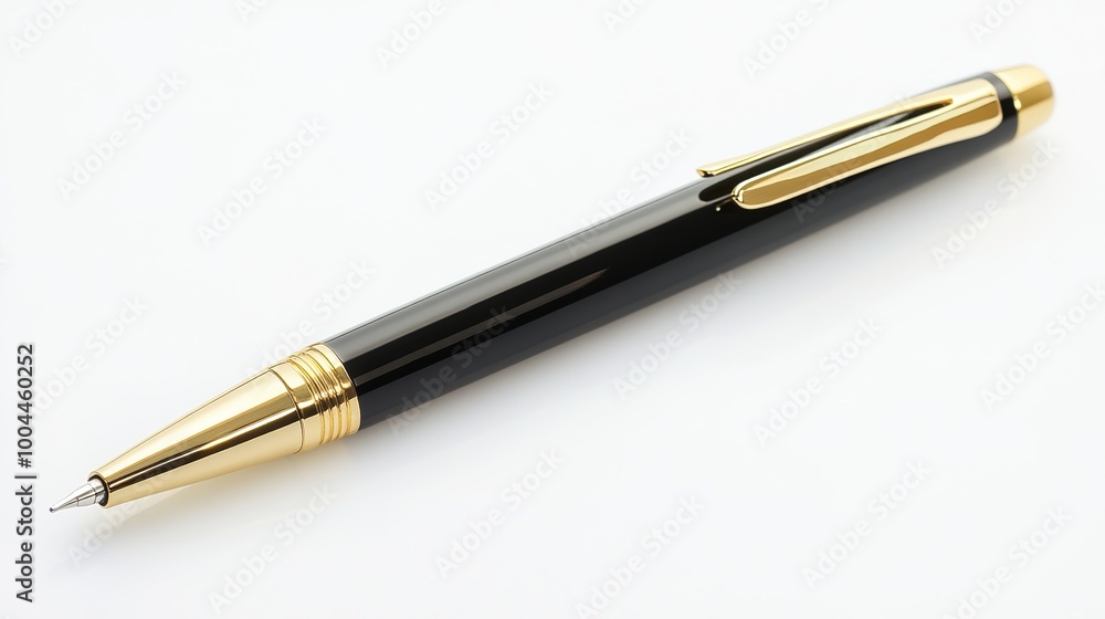 Elegant black and gold pen on white background Elegant black and gold pen on white background