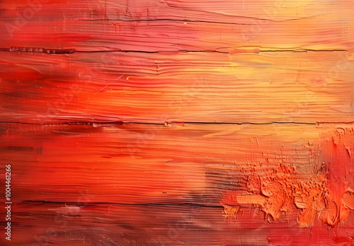 Red Orange Wooden Background Impressionist Oil Painting